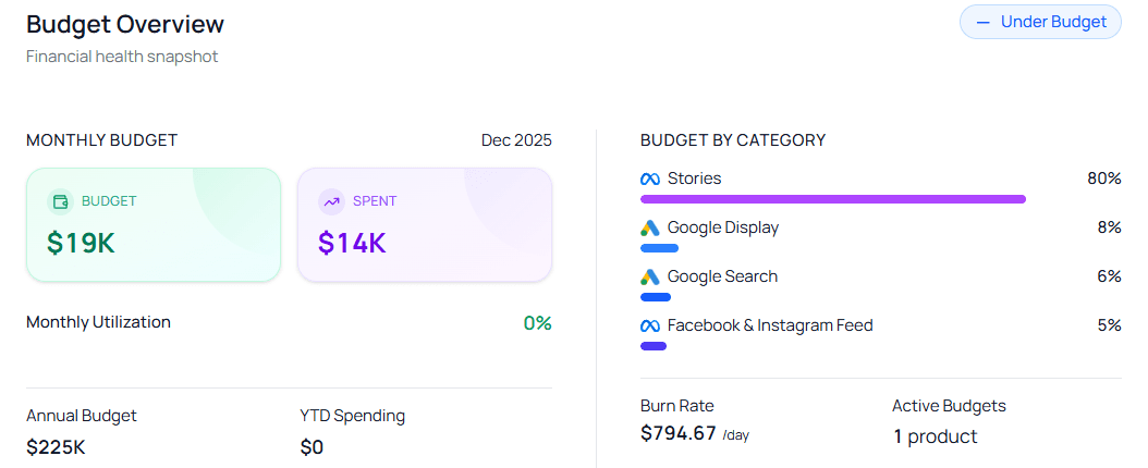 Real-time budget tracking dashboard